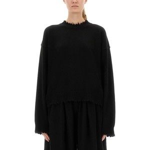Uma Wang Black Cashmere Sweater With Frayed Details And Relaxed Fit - NWT